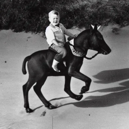 Image similar to adolf hitler riding winnie the pooh pickyback on the beach, high resolution