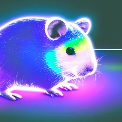 Image similar to cyberpunk rainbow hamster made of glowing neon lights, 8 k, hd