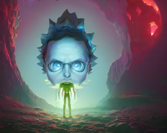 Image similar to fantasy portrait of morty from rick & morty, intricate abstract. intricate artwork, by greg rutkowski, wlop, beeple, dan mumford. concept art, octane render, trending on artstation, greg rutkowski very coherent symmetrical artwork. cinematic, key art, hyper realism, high detail, octane render, 8 k, iridescent accents