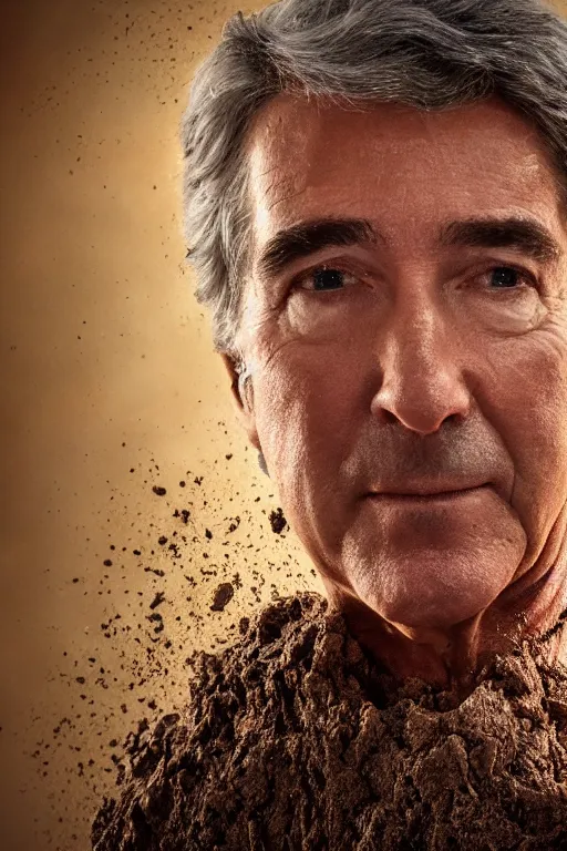 Image similar to cinematic still randy mantooth covered in mud squeezing out of a giant hole made of flesh and hair, 4 k, dramatic lighting