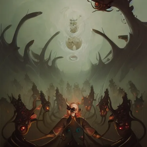 Prompt: Army of eyes by Peter Mohrbacher