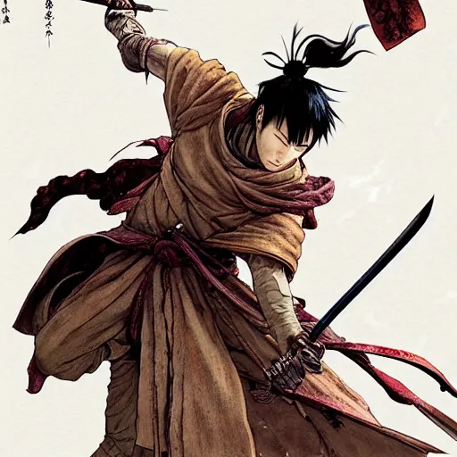 Image similar to prompt : sekiro soft light painted by james jean and katsuhiro otomo and erik jones, inspired by akira anime, smooth face feature, intricate oil painting, high detail illustration, sharp high detail, manga and anime 1 9 9 9