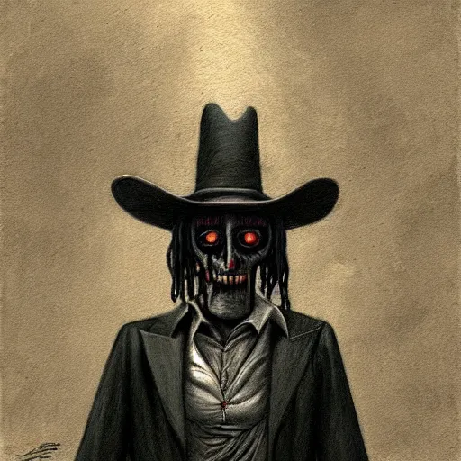 Prompt: a detailed painting of papa legba, by john kenn mortensen, horror, dark, digital art, realistic painting, very detailed