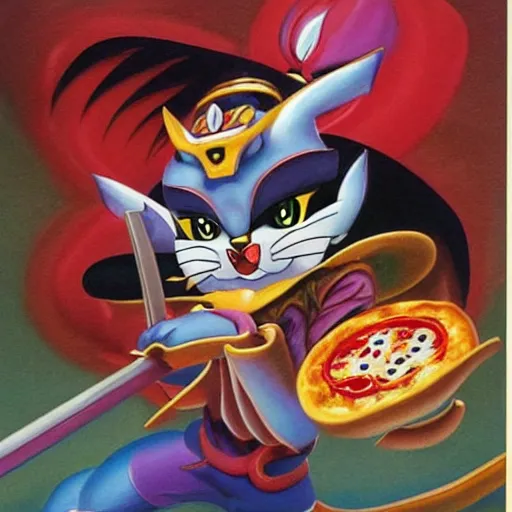 Image similar to samurai pizza cats fantasy art, boris vallejo 8 k