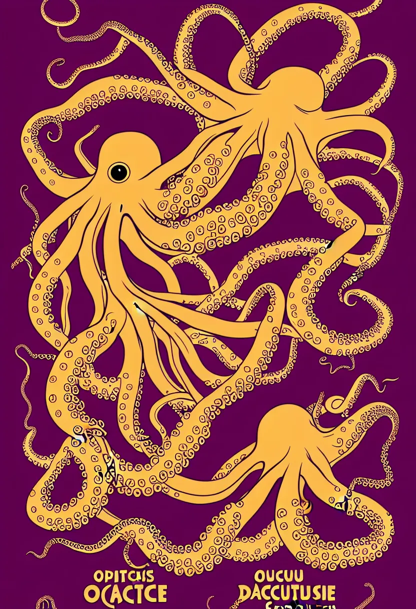 Image similar to vintage concert poster for octopus dance, vector art, 8k, highly detailed illustration