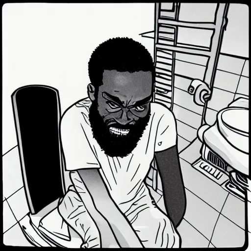 Prompt: MC Ride on the toilet