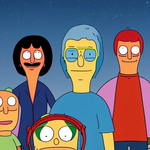 Prompt: Bob's Burgers Family Portrait, Futuristic, Far Future, Sci-fi, 4k