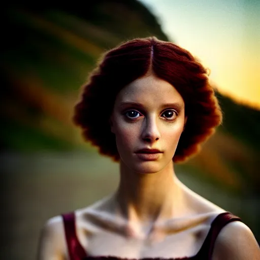 Prompt: photographic portrait of a stunningly beautiful roman renaissance female in soft dreamy light at sunset, beside the river, soft focus, contemporary fashion shoot, hasselblad nikon, in a denis villeneuve and tim burton movie, by edward robert hughes, annie leibovitz and steve mccurry, david lazar, jimmy nelsson, extremely detailed, breathtaking, hyperrealistic, perfect face