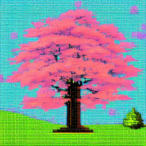 Prompt: sakura tree landscape, 8 bit style