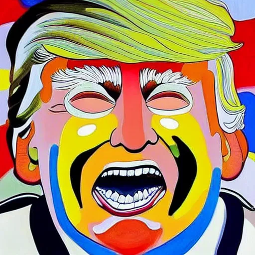 Image similar to a painting of donald trump by takashi murakami