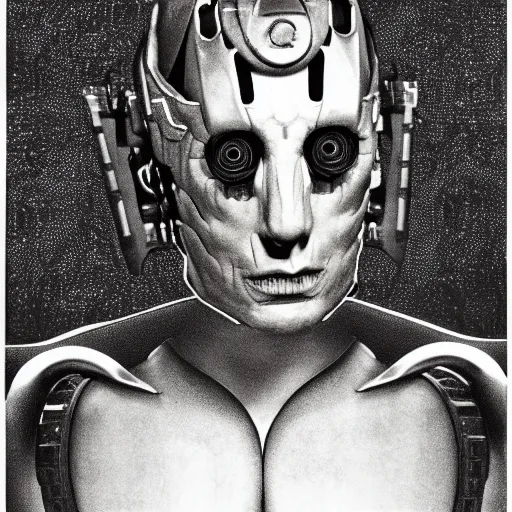 Image similar to a portrait of a borg from star trek from the terrifying and incomprehensible beyond, body horror, by gerard brom and ansel adams