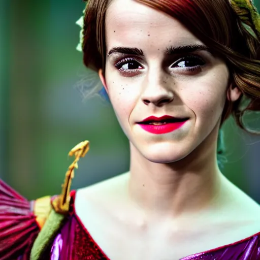 Image similar to Emma Watson in Shrek cosplay, (Sony a7R IV, symmetric balance, polarizing filter, Photolab, Lightroom, 4K, Dolby Vision, Photography Award)