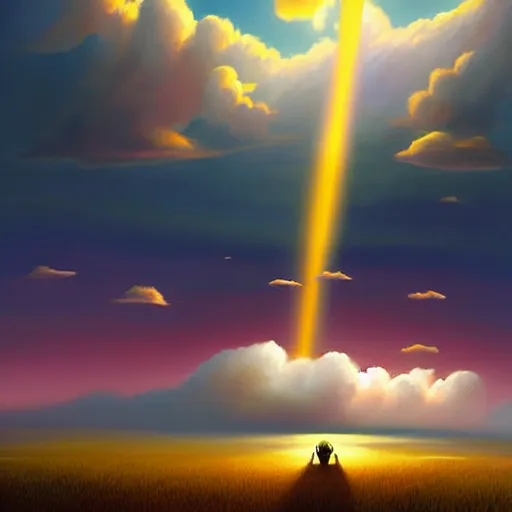 Prompt: digital painting, sky whale, clouds. dramatic lighting. god rays. by artem rhads chebokha