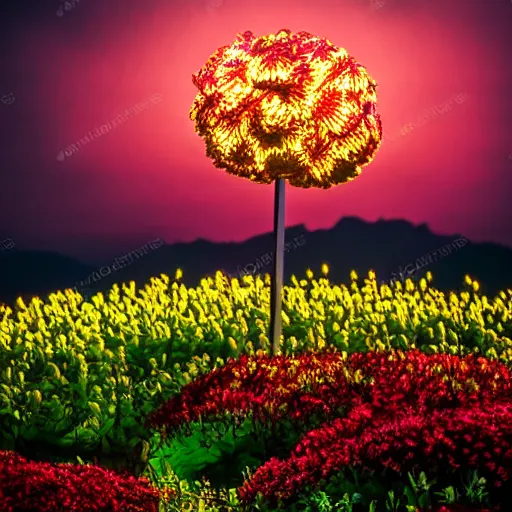 Prompt: Glowing flower blooming at twilight