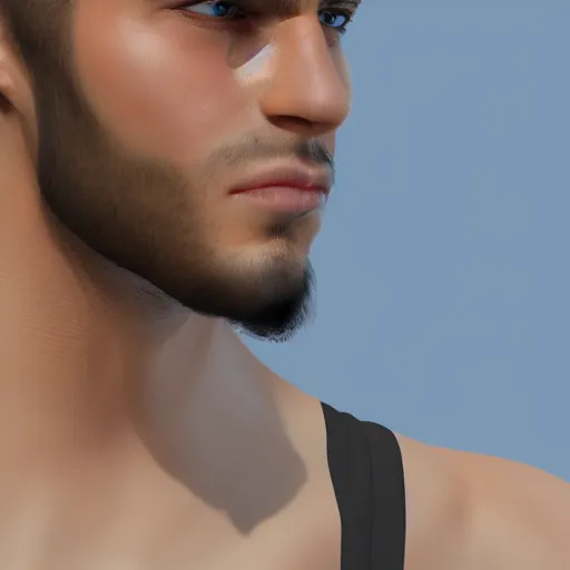 Image similar to a closeup shot of handsome esfand from twitch, gigachad, strong jawline, photorealism, 8k