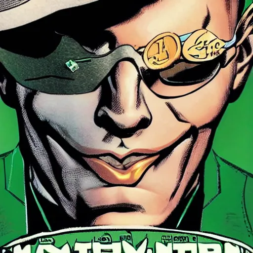 Prompt: the riddler on the cover of a comic book