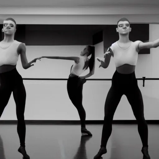 Prompt: xenomorphs ballet dancing elegantly in a dance studio. photo realistic 35mm 4k
