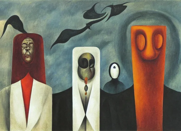 Prompt: singing strange machine with a faceless mask by leonora carrington and rene magritte and salvadore dali
