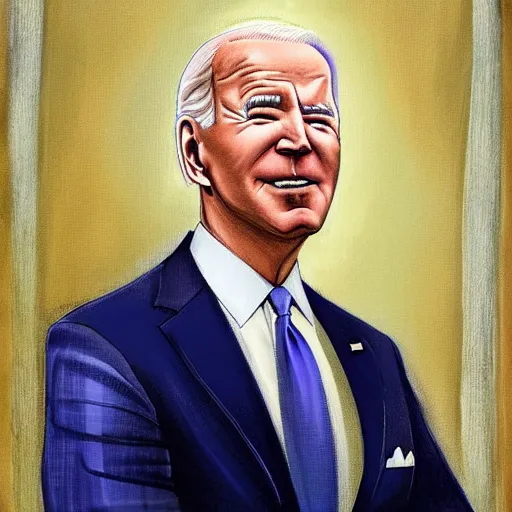 Prompt: A fine lace portrait of Joe Biden