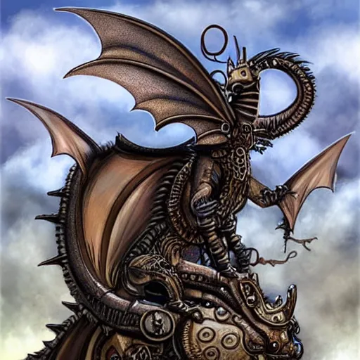 Image similar to steampunk dragon that transforms into a castle