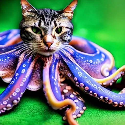 Image similar to an octopus - cat - hybrid, animal photography