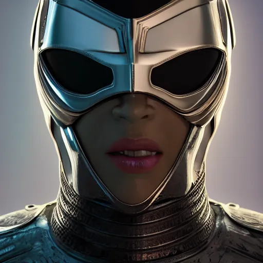 Image similar to portrait of a bust of knight with futuristic fashion elements created by yuuki morita and ludvig holmen, brilliantly colored, kingdoms of ether, octane render, 3 d animated, unreal engine 5, studio lighting, smooth surface