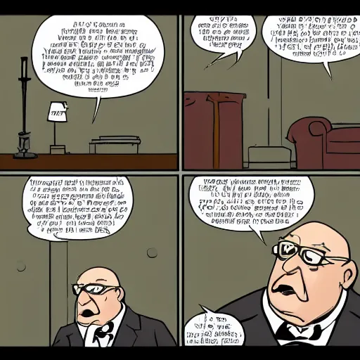 Image similar to angry uncle junior soprano preaching about the end of the world cartoon strip