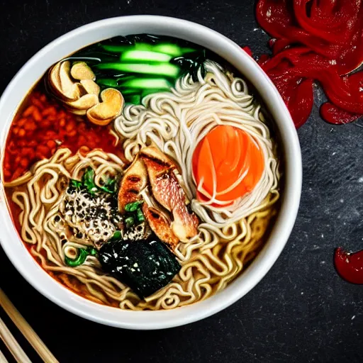 Image similar to league of legends style ramen. photography. food photoshoot. advertisment photography. 4 k. realistic.