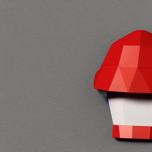 Image similar to Matte 3d low poly icon of a red mushroom, lat lighting, isometric perspective on pure white background, soft shadows, 3d render,