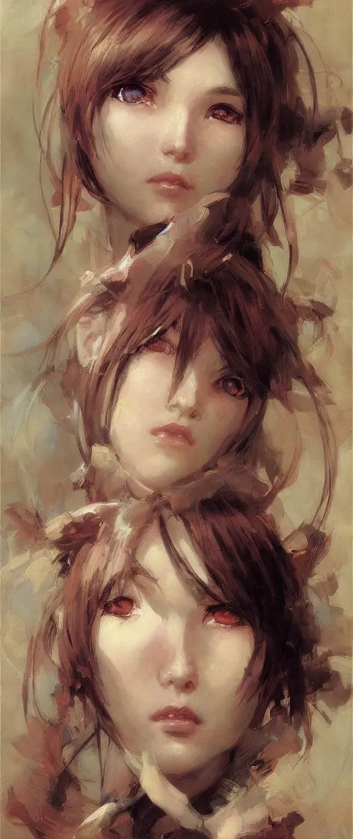 Prompt: cute anime girl face, painting by gaston bussiere, craig mullins, j. c. leyendecker