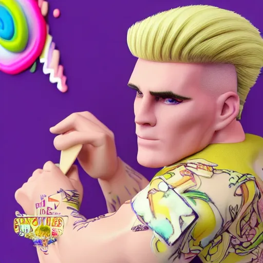 Prompt: vanilla ice's hair is ice cream, vanilla ice but his hair is made out of ice cream, vanilla ice's hair is a swirly vanilla ice cream, realistic, hyperrealistic, ultra realistic, real, real world, highly detailed, very detailed, extremely detailed, intricate details, 8 k resolution, hd quality