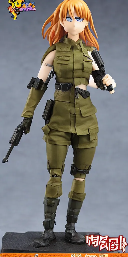 Prompt: anime female soldier action figure
