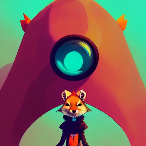 Prompt: curved perspective, extreme narrow, extreme fisheye, digital art of a female marten animal cartoon character by anton fadeev from nightmare before christmas