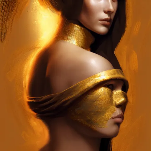 Prompt: beautiful girl with golden mask, medium range, intricate complexity, rule of thirds, face by Artgerm, character concept, dramatic lighting, craig mullins, artbreeder, 8k, highly detailed and intricate, golden ratio, hypermax