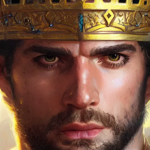 Image similar to henry cavill wearing a kings crown as a realistic fantasy d & d character, closeup portrait art by donato giancola and greg rutkowski, realistic face, digital art, trending on artstation