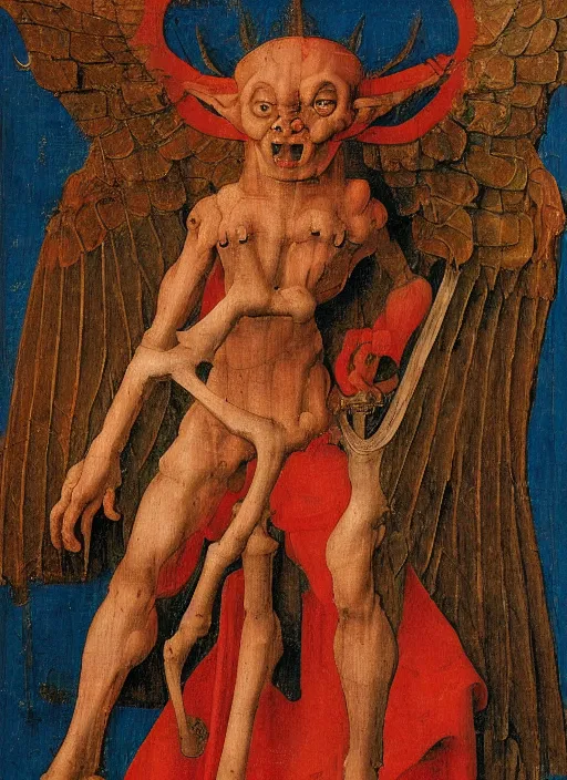 Image similar to red devil Gargoyle, Medieval painting by Jan van Eyck, Hieronymus Bosch, Florence