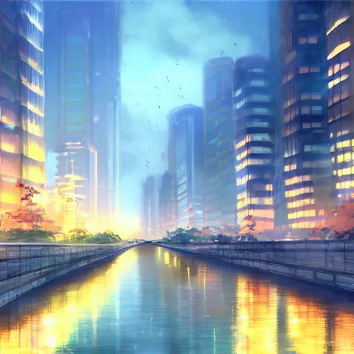 Prompt: Osaka River, Anime concept art by Makoto Shinkai