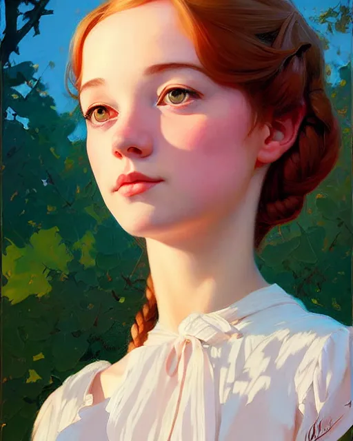 Prompt: stylized portrait of an artistic pose, composition, young anne with an e, anne shirley, realistic shaded, fine details, realistic shaded lighting poster by ilya kuvshinov, magali villeneuve, artgerm, jeremy lipkin and michael garmash and rob rey