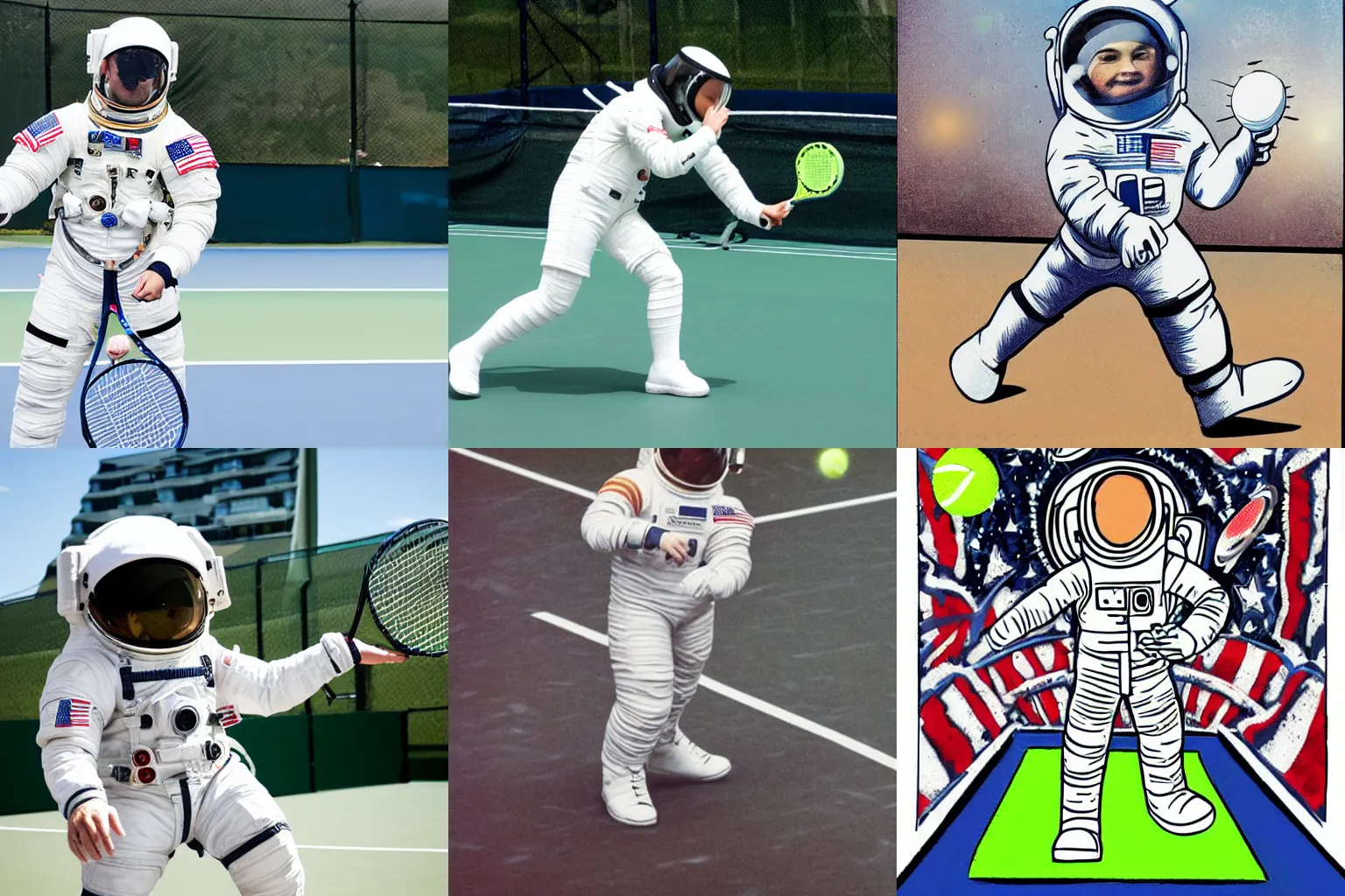Prompt: astronaut playing tennis