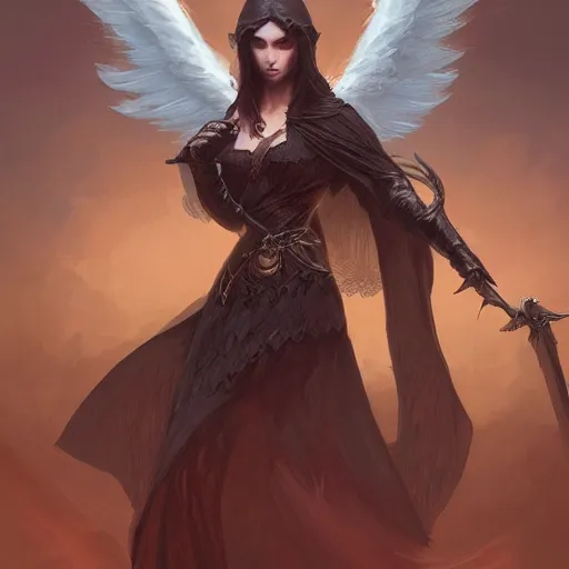 Prompt: the angel of death, d & d, fantasy, intricate, elegant, highly detailed, digital painting, artstation, concept art, matte, sharp focus, illustration, hearthstone, art by artgerm and greg rutkowski and alphonse mucha