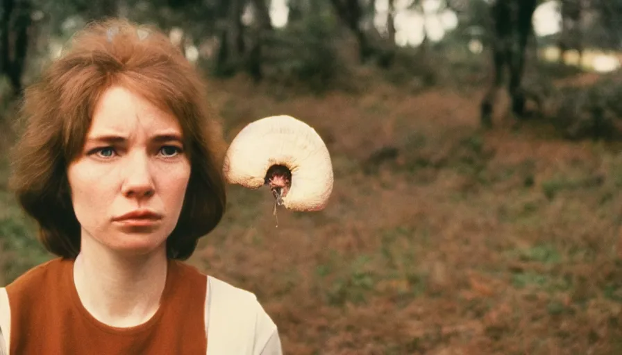 Prompt: 7 0 s movie still of a woman with a fungus on the eye, cinestill 8 0 0 t 3 5 mm technicolor, heavy grain, high quality, high detail