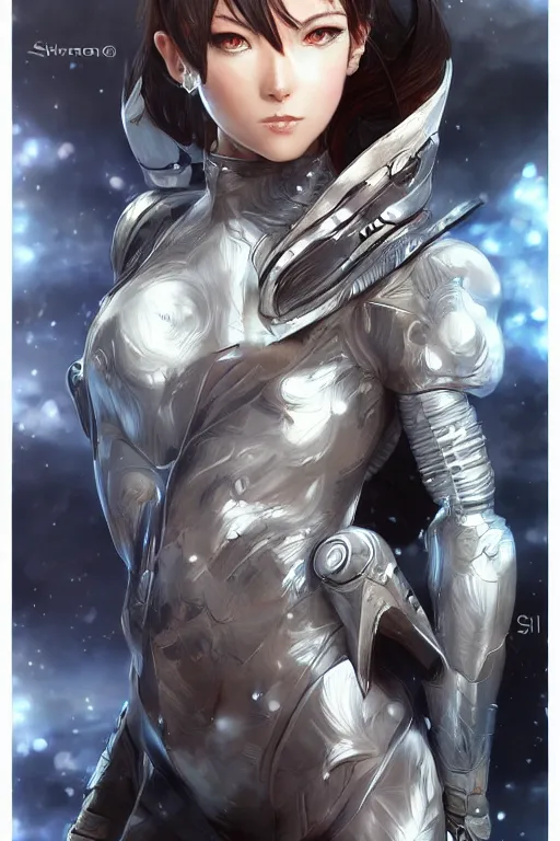 Prompt: female space warrior wrapped in silk, 3d, sci-fi fantasy, intricate, elegant, highly detailed, lifelike, photorealistic, digital painting, artstation, concept art, sharp focus, art in the style of Shigenori Soejima