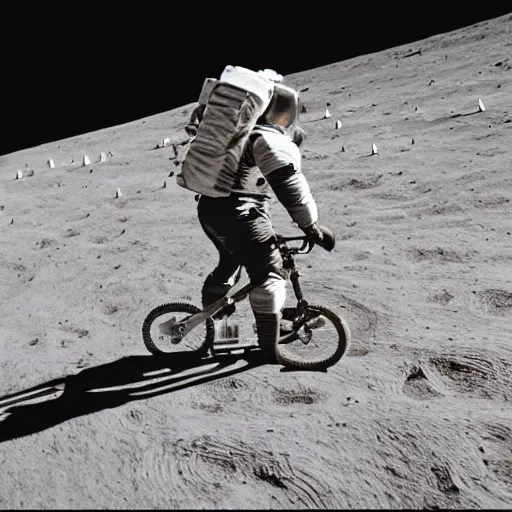 Prompt: cheese is cycling on the moon and cycles away from a nuclear explosion