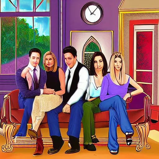 Prompt: a scene from the tv show friends, digital art