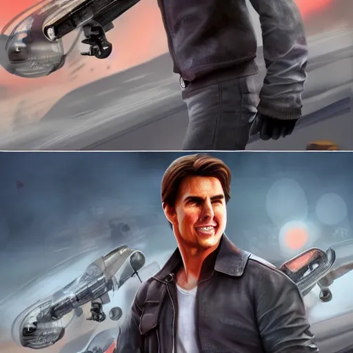 Image similar to tom cruise in mario games, digital art, highly - detailed, artstation cgsociety masterpiece