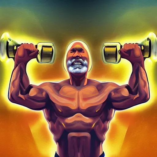 Prompt: the strongest man in the multiverse, digital painting