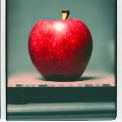 Prompt: a beautiful photo of a red apple, Polaroid 600 Instant Film