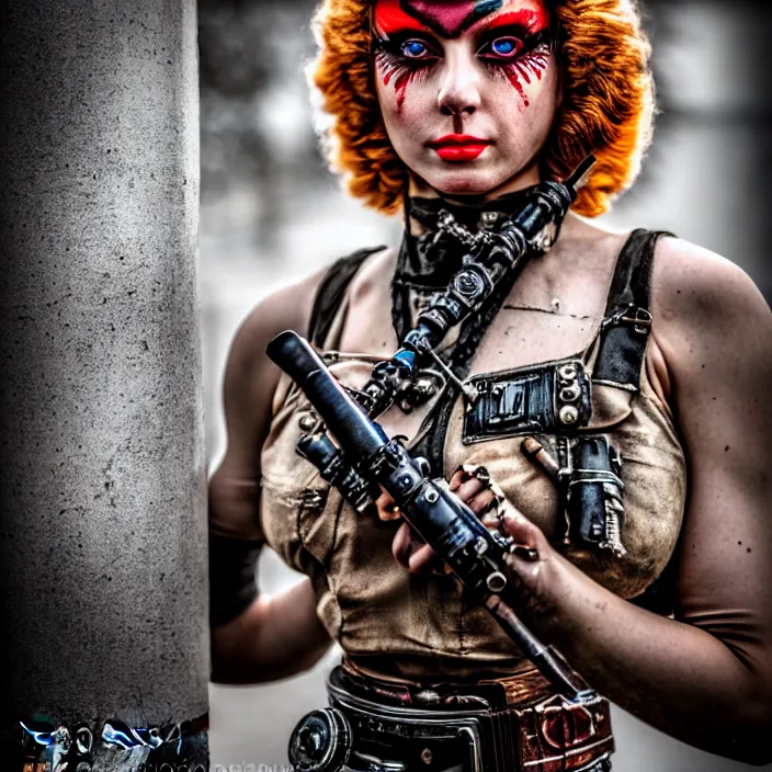 Image similar to photograph of a real - life very beautiful atompunk warrior. extremely detailed. dslr. 8 5 mm.