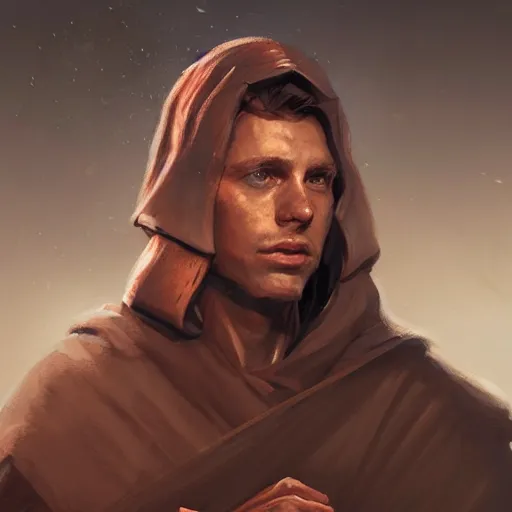 Image similar to portrait of a man by greg rutkowski, jedi knight owen skywalker, messy copper hair, jedi robes, star wars expanded universe, he is about 2 0 years old, wearing jedi robes, highly detailed portrait, digital painting, artstation, concept art, smooth, sharp foccus ilustration, artstation hq