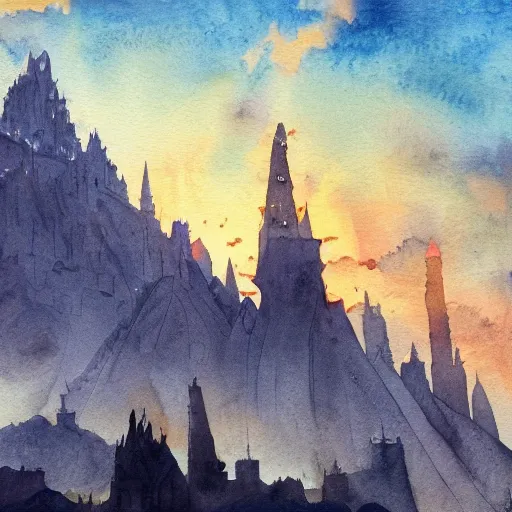 minas tirith watercolour